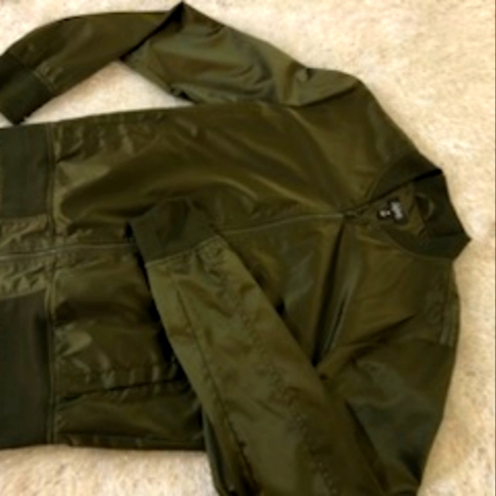Army green olive satin bomber coat